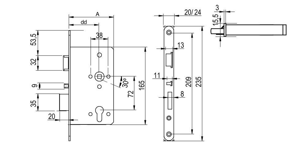 XS4 LE7W - European Mortise Lock XS4 LE7W - European Mortise Lock