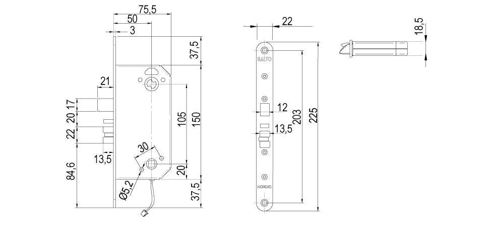 XS4 LS5N - Scandinavian Mortise Lock XS4 LS5N - Scandinavian Mortise Lock